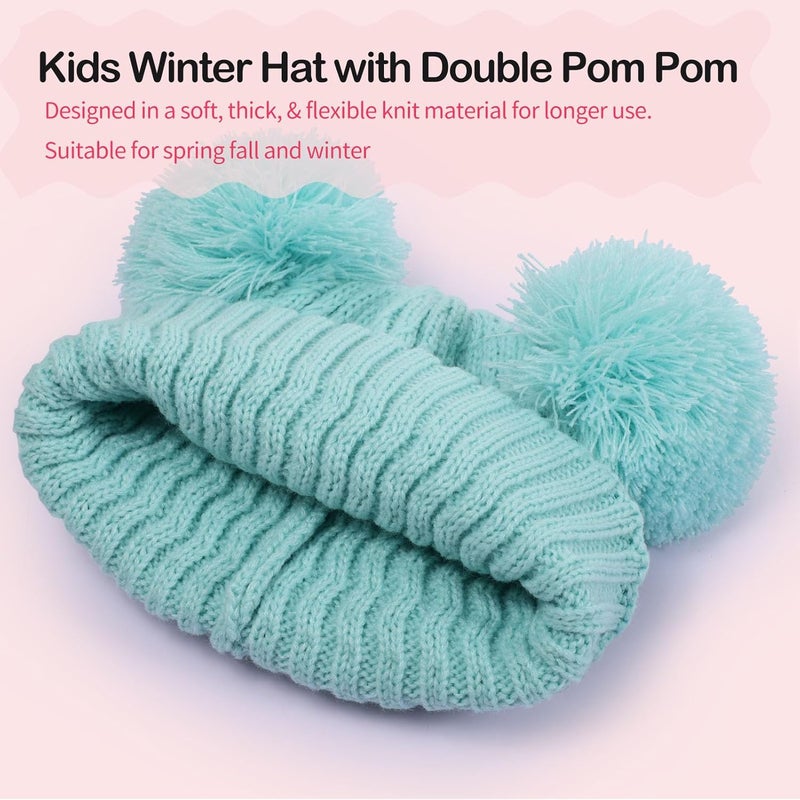 KDVOG Store Kids Winter Hat Warm Knitted Beanies with Double Pom Pom Thick Ski Cap for Boys Girls 7-12 Years - Image 5